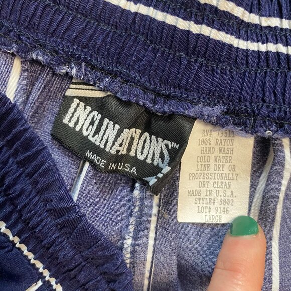 Vintage Inclinations Blue Striped Pants High Rise Tapered Size Large - Picture 2 of 6
